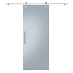 37 in. x 84 in. Glacier Full Frosted Glass Sliding Barn Door with Hardware Kit