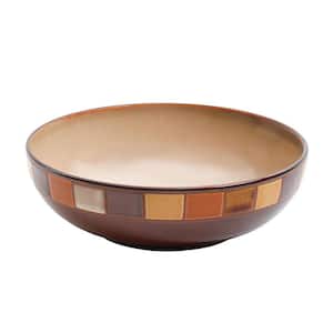 10 in. 80 fl. oz. Brown Stoneware Serving Bowl