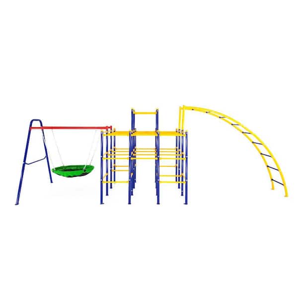 ACTIVPLAY Modular Jungle Gym with Saucer Swing and Arched Ladder Climber