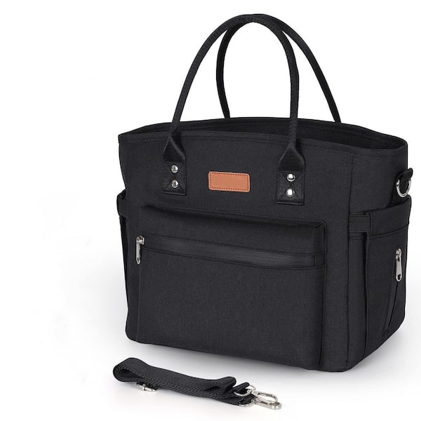 Wudkey Black Insulated Lunch Bag with Adjustable Shoulder Strap