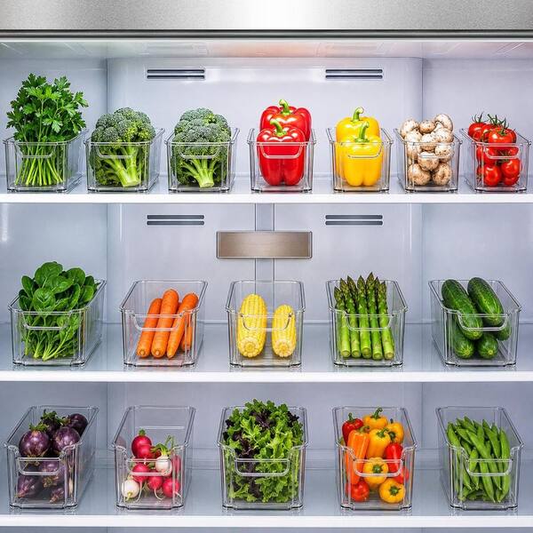 Zulay Kitchen 4 Pack Clear Refrigerator Organizer Bins Narrow