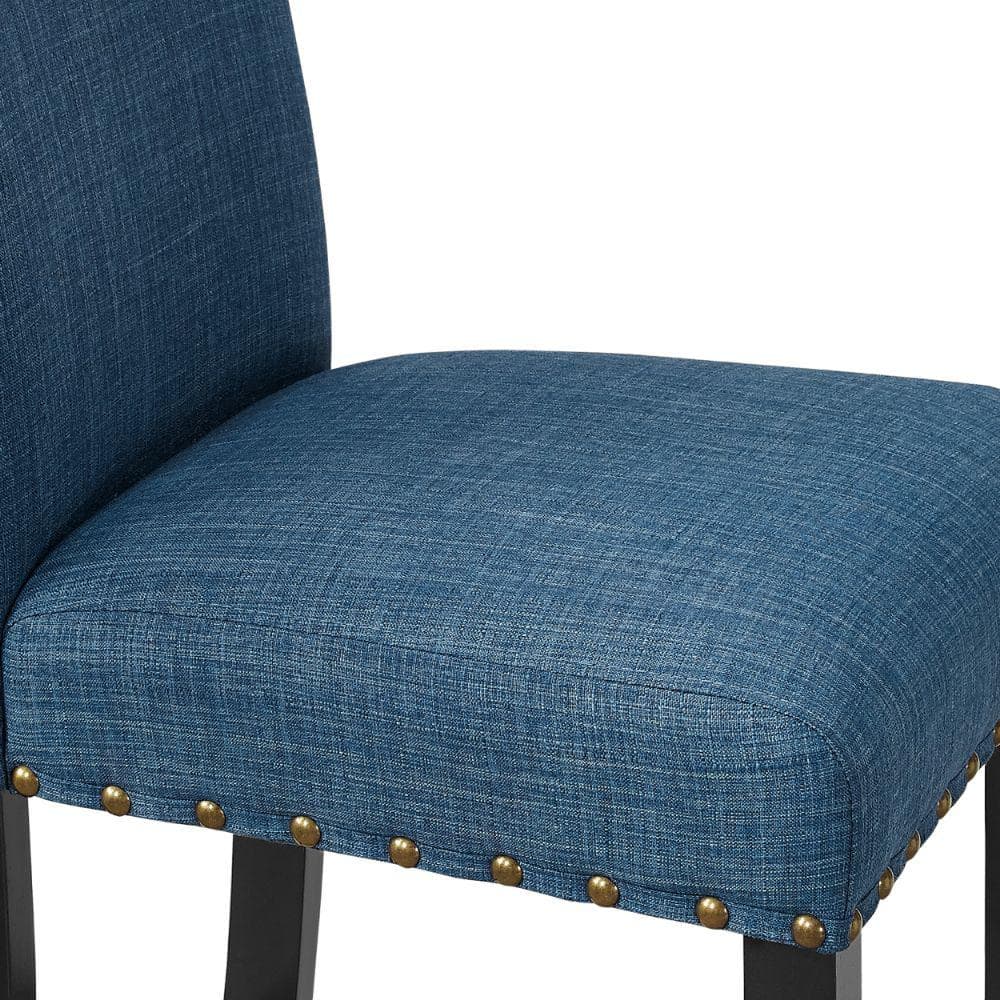 Transitional Blue Swivel Bar Chair with Nailhead Trim, Set of 2