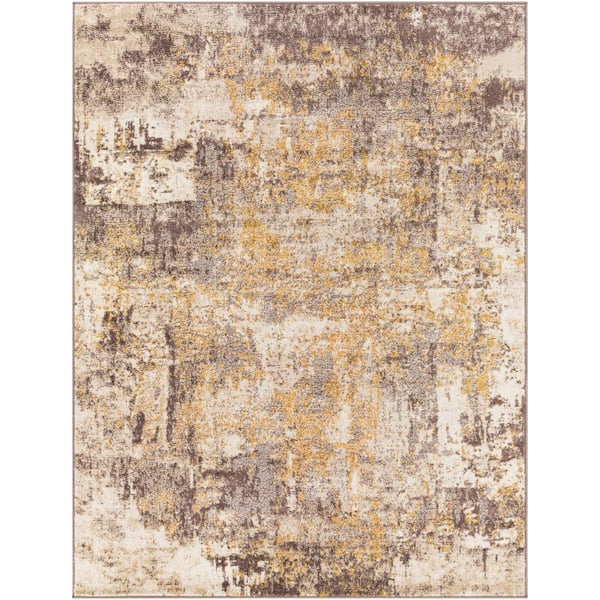 Livabliss Dana Medium Brown/Mustard 7 ft. x 9 ft. Modern Indoor Area Rug