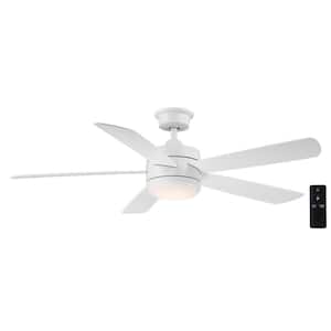 Averly 52 in. Indoor Matte White Ceiling Fan with Adjustable White Integrated LED with Remote Control Included