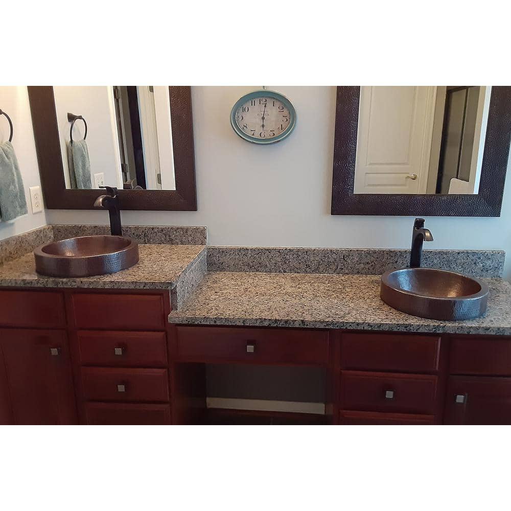 15'' Round Hammered Copper Vessel Sink with Skirted Rim