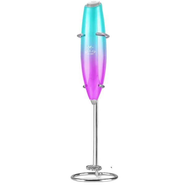 Zulay Kitchen Executive Series Premium Milk Frother - Teal Pink Fade with Silver OG Stand
