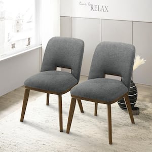 Tampa Dark Gray Fabric Contemporary Elegant Dining Side Chair Set of 2