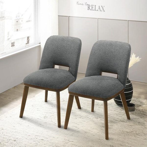 Ashcroft Furniture Co Tampa Dark Gray Fabric Contemporary Elegant Dining Side Chair Set of 2
