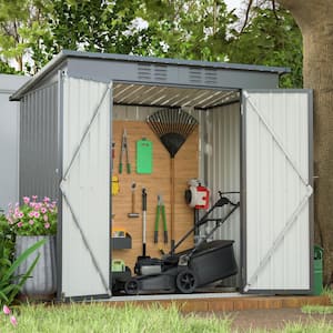 6 ft. W x 4 ft. D Galvanized Double Door Metal Shed(21 sq. ft.) Outdoor Storage Tool Shed for Garden/Backyard/Patio/Lawn