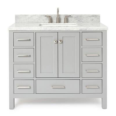 ARIEL Cambridge 55 in. Bath Vanity in Grey with Marble Vanity Top in ...