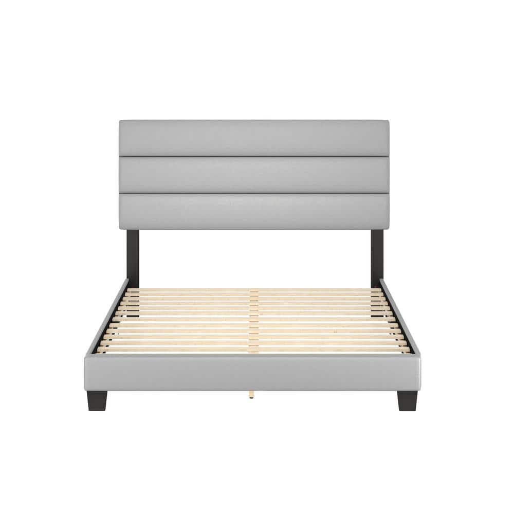 Paisley Queen Grey Faux Leather Upholstered Tufted Bed Frame