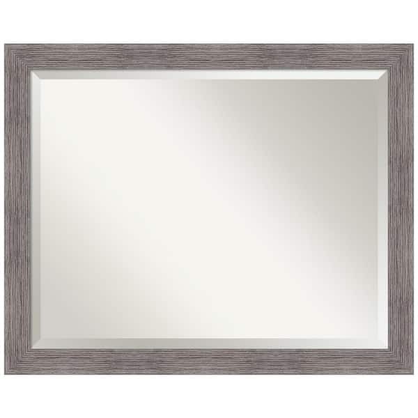 Amanti Art Medium Rectangle Pinstripe Plank Grey Beveled Glass Casual Mirror (25.5 in. H x 31.5 in. W)
