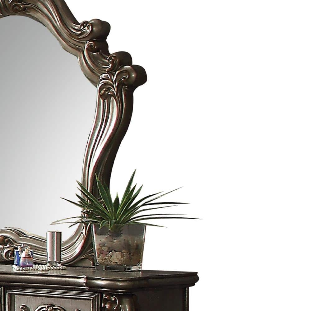 Antique Platinum Versailles Vanity Desk with Bench and Mirror