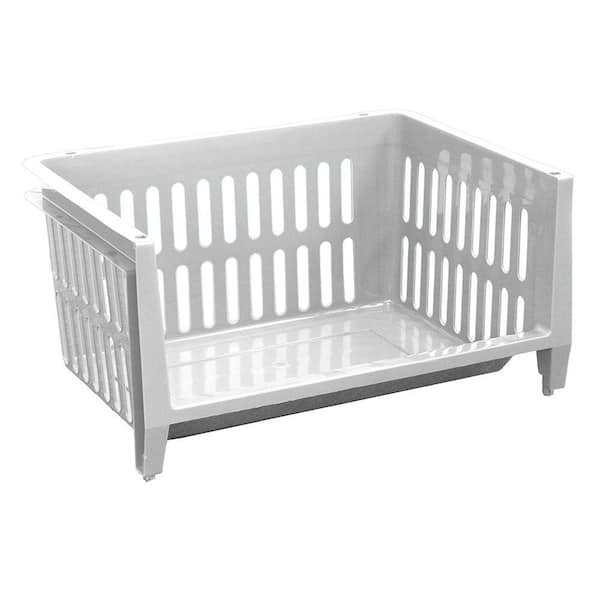 GSC Technologies 19 in. x 14 in. x 10 in. Jumbo Storage Stacking Basket in White