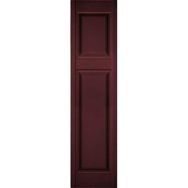 Ekena Millwork 12 in. x 36 in. Lifetime Vinyl Custom Offset Raised Panel Shutters Pair Bordeaux