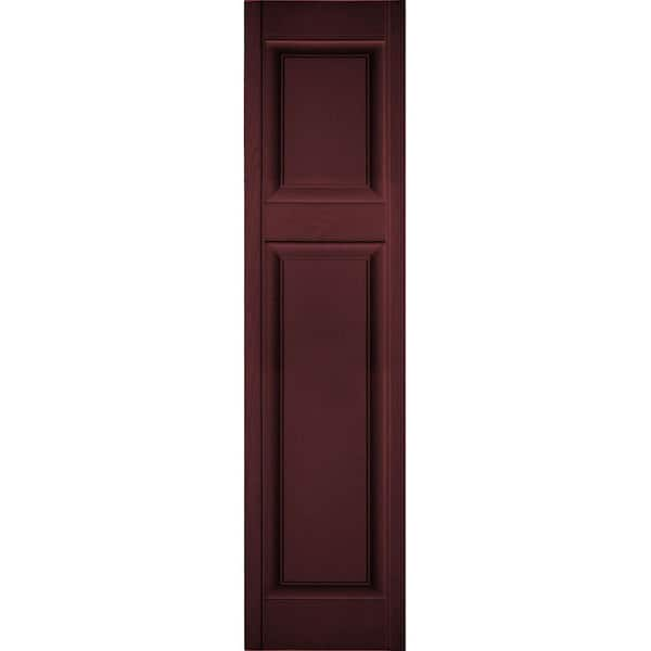 Ekena Millwork 18 in. x 83 in. Lifetime Vinyl Custom Offset Raised Panel Shutters Pair Bordeaux