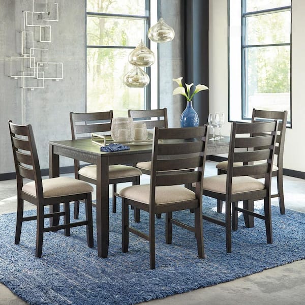 Signature DESIGN BY ASHLEY Rokane 7-Piece Rectangle Brown MDF Top