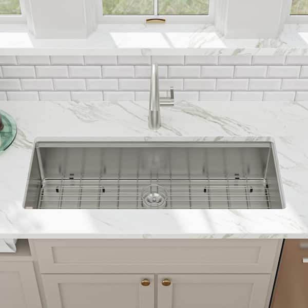 45 in. Undermount Single Bowl 16-Gauge Brushed Nickel Stainless