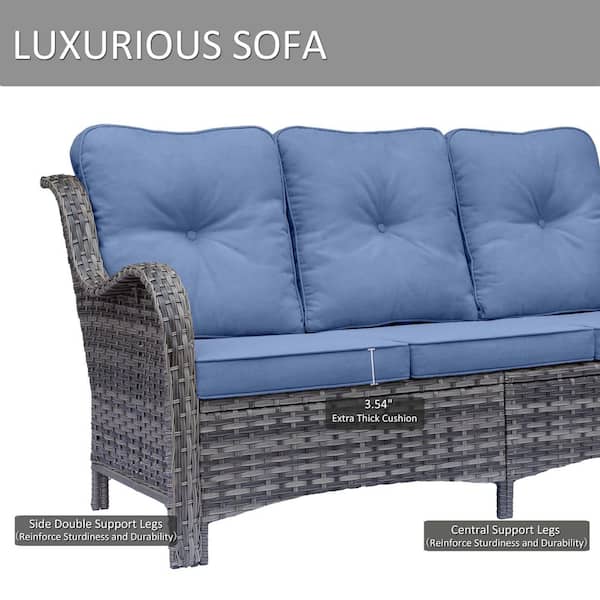 Xingzjojor Gray 4-Piece Wicker Outdoor Patio Conversation Seating