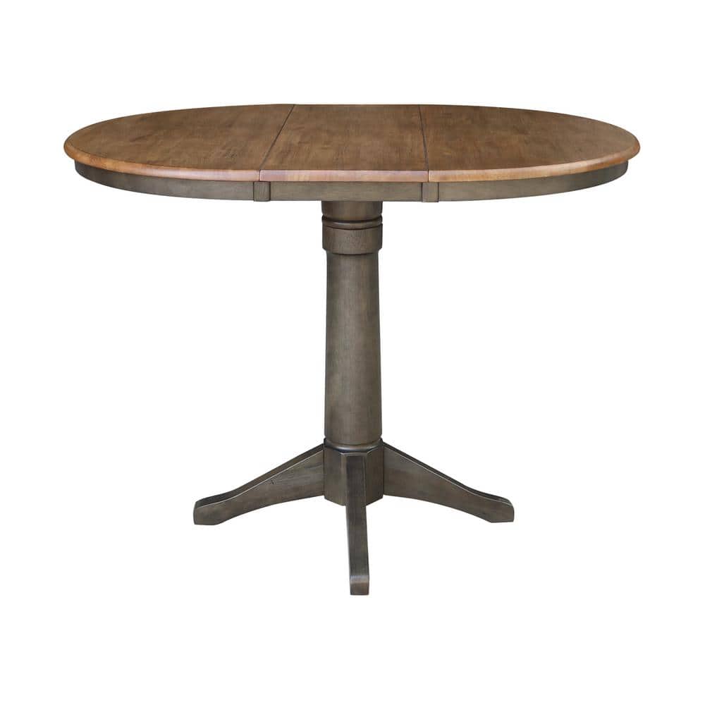 50.8" Round Extendable Wood Counter Height Table in Hickory