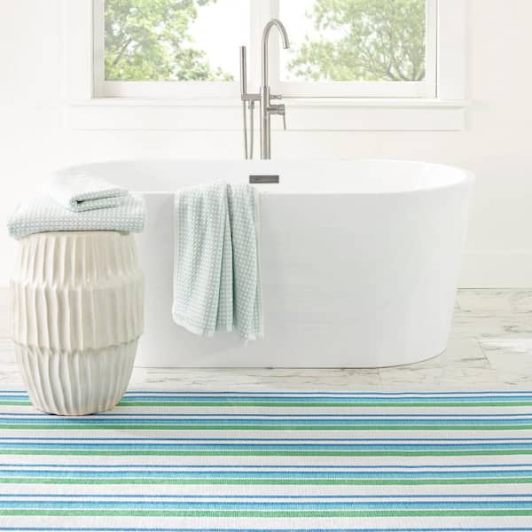 Always Greener Machine Washable Cobalt/Green 6 ft. x 9 ft. Indoor Area Rug