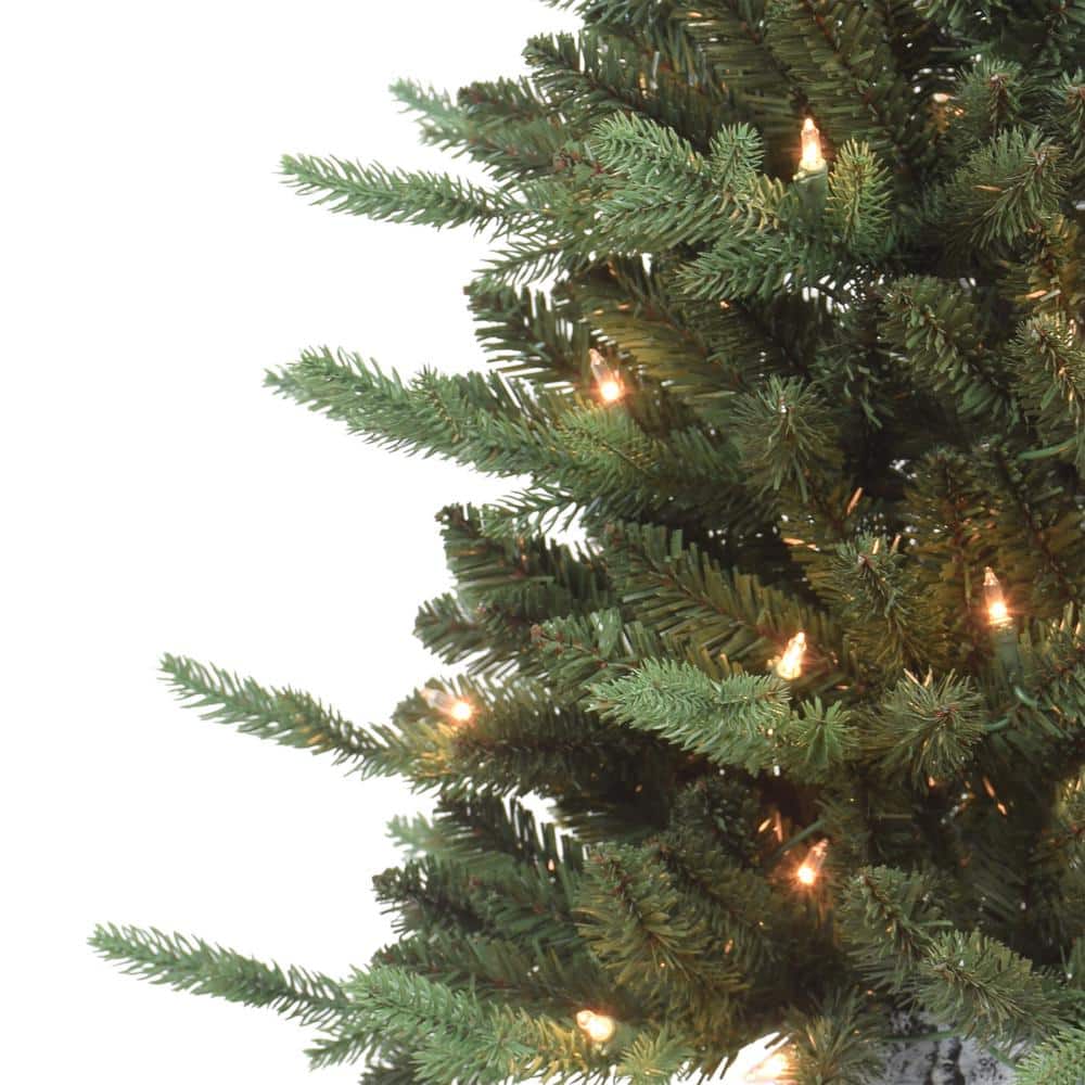 4.5 ft Green Potted Fir Christmas Tree with Clear Lights