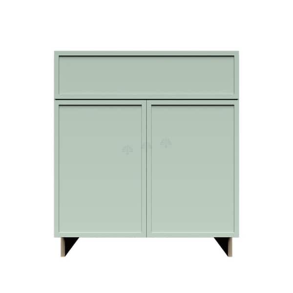 Slim Shaker 27 in. Sink Base Bath Vanity Cabinet without Top in Green Assembled