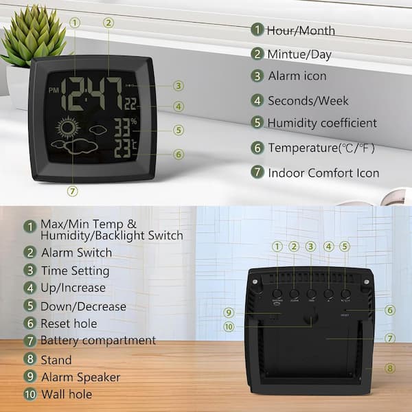 Ini Round Prootional Alar Clock With Indoor Theroeter And Hygroeter - Alar Clock And Ini Clock Price