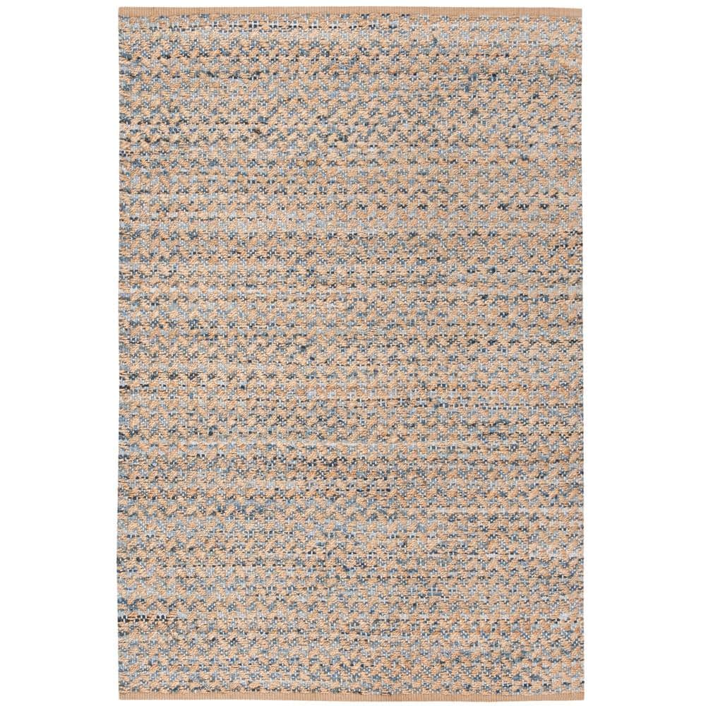 Boho-Chic Blue Geometric Flat-Woven 6' x 9' Reversible Rug