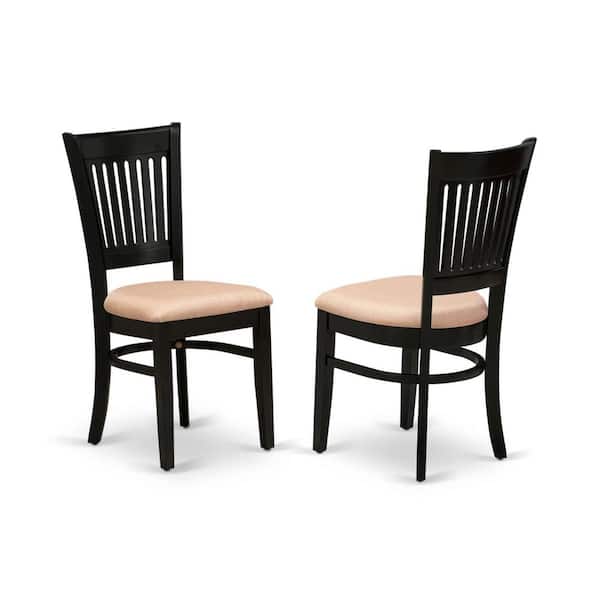 East West Furniture Black Linen Fabric Upholstered Wood Chairs With Cushion, (Set of 2)