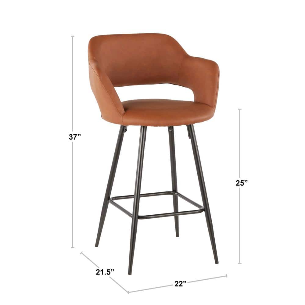 Contemporary Black Metal and Brown Faux Leather Counter Stools