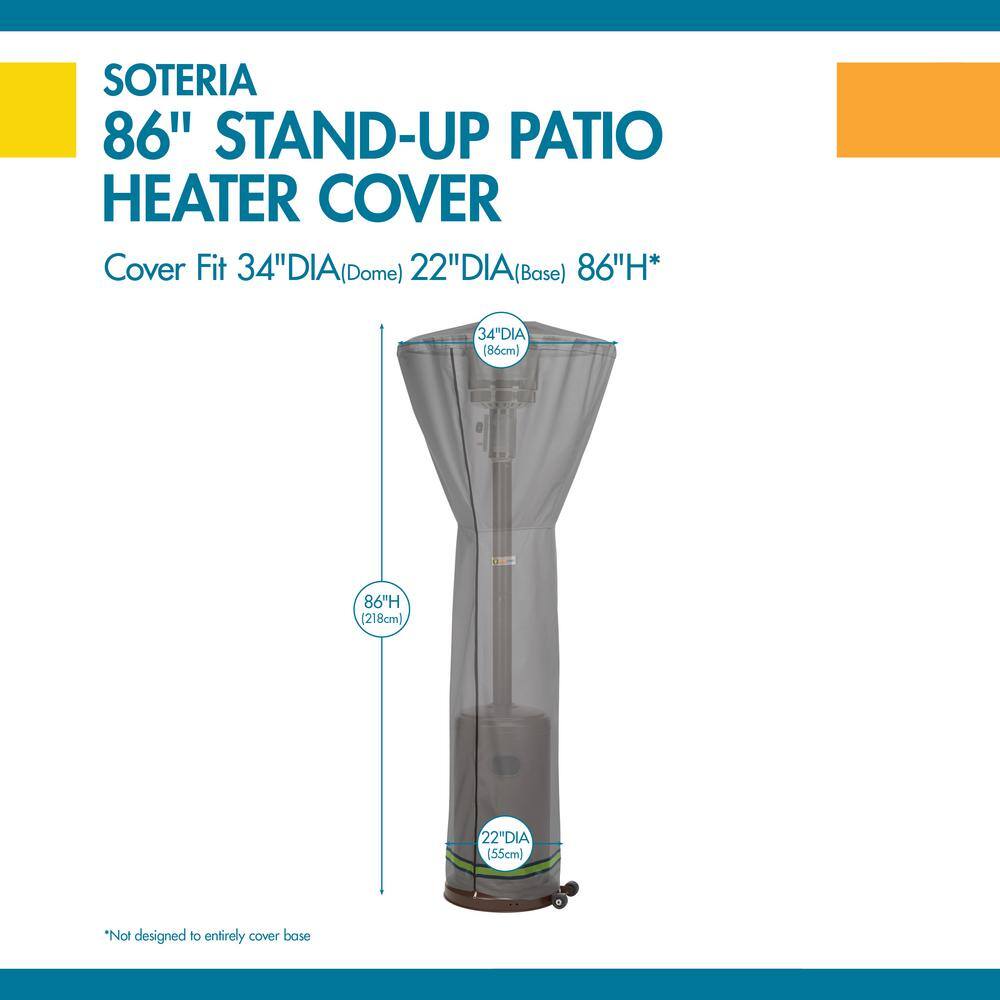Soteria Gray Waterproof Stand-Up Patio Heater Cover, 34" x 86"