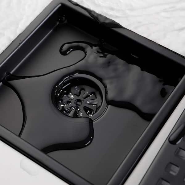 6 in. Square Stainless Steel Grid Shower Floor Drain in Matte Black