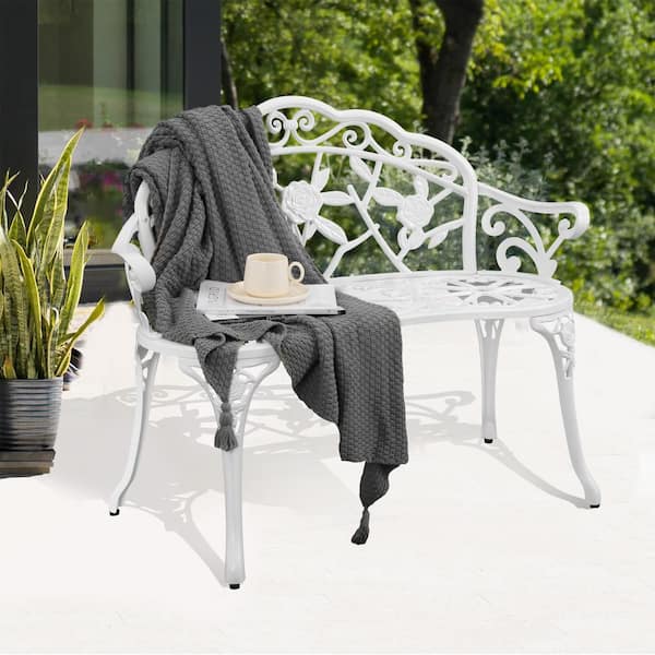 White aluminium garden online bench