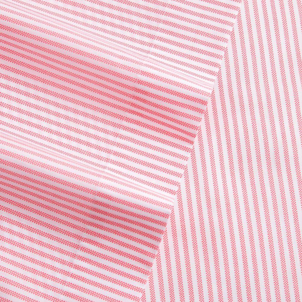 Twin Pink Stripe Cotton Percale Sheet Set