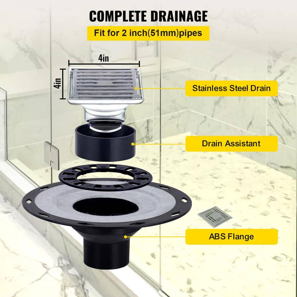 Gray Rectangular Single Shower Base with Round Drain