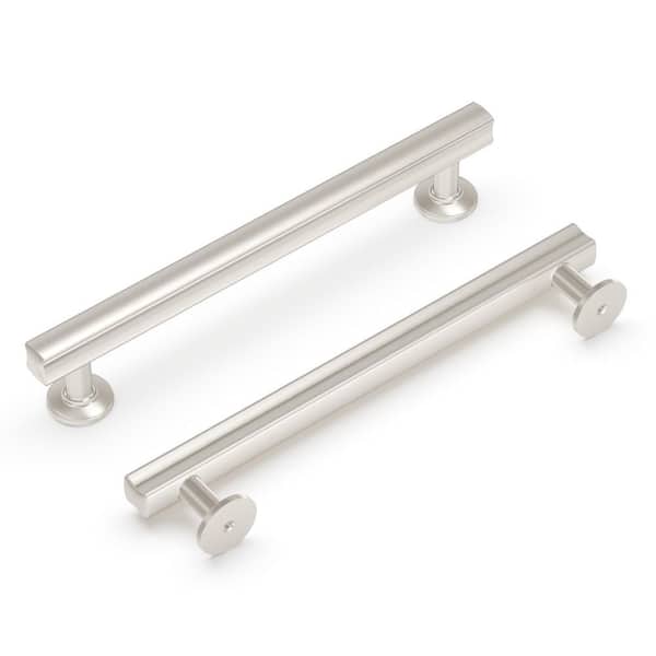 HICKORY HARDWARE Woodward Collection Pull 6-5/16 in. (160 mm) Center to Center Satin Nickel Finish Modern Zinc Bar Pull (1-Pack)