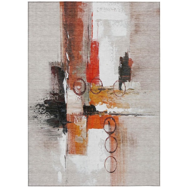 Chantille Machine Washable Indoor/Outdoor Abstract ACN2751 Red 5 ft. x 7 ft. 6 in. Area Rug