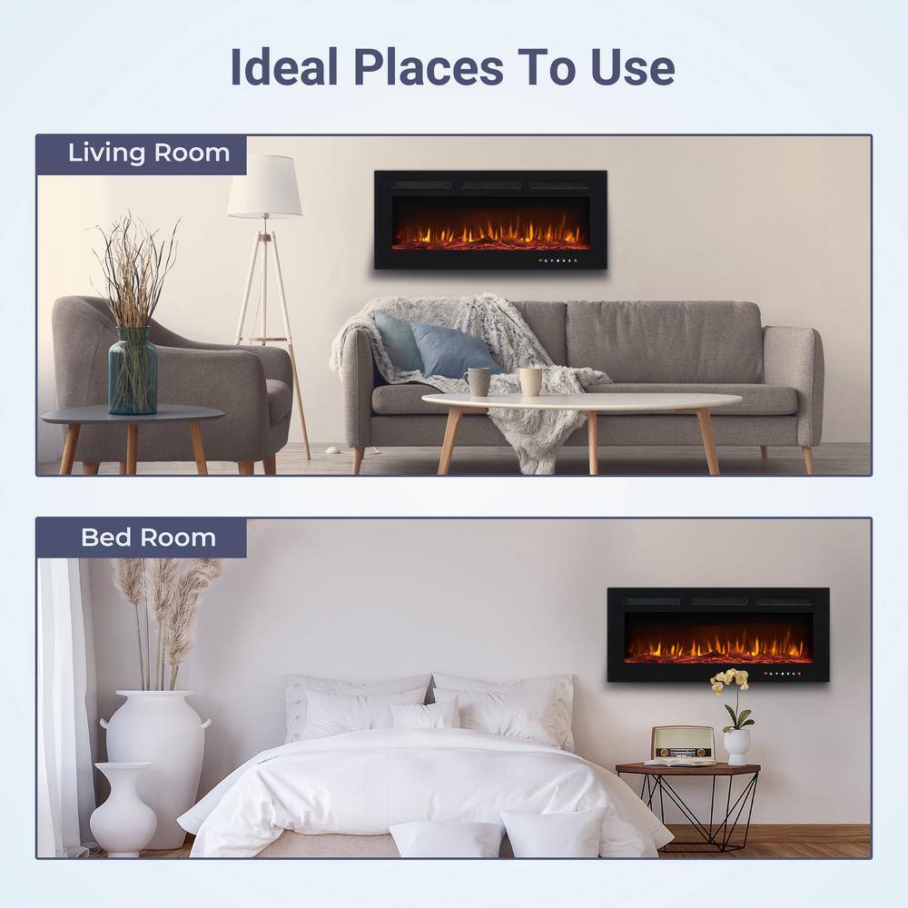 Alice 30" Black Wall Mounted Electric Fireplace with LED Display