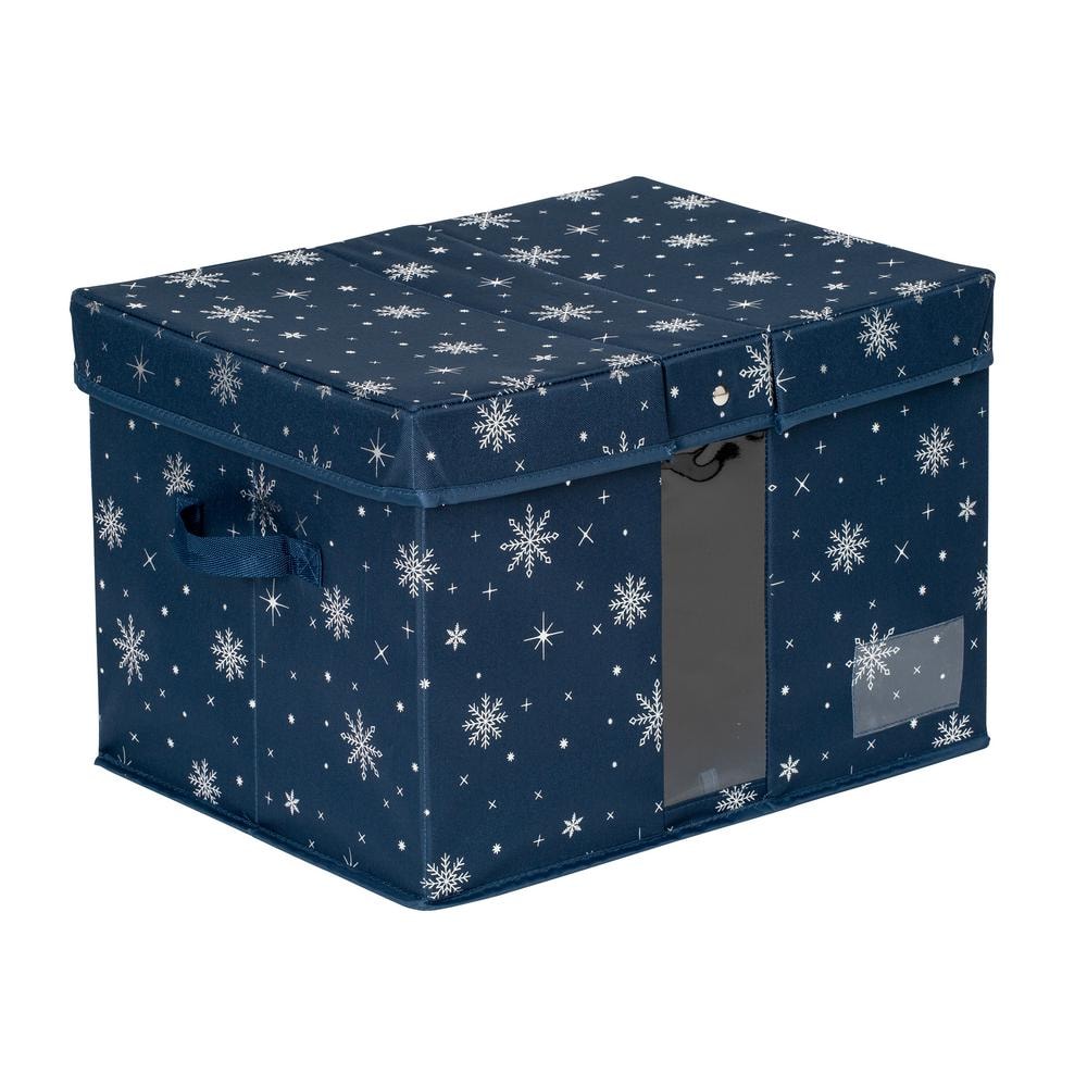 12 in. H Navy Blue and Silver Snowflake Foil Polyester Holiday Decorations 