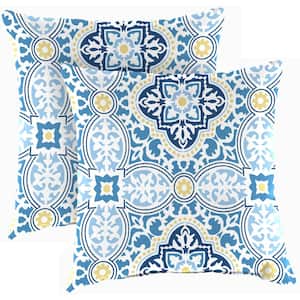 18 in. L x 18 in. W x 4 in. T Outdoor Throw Pillow in Rave Sky (2-Pack)