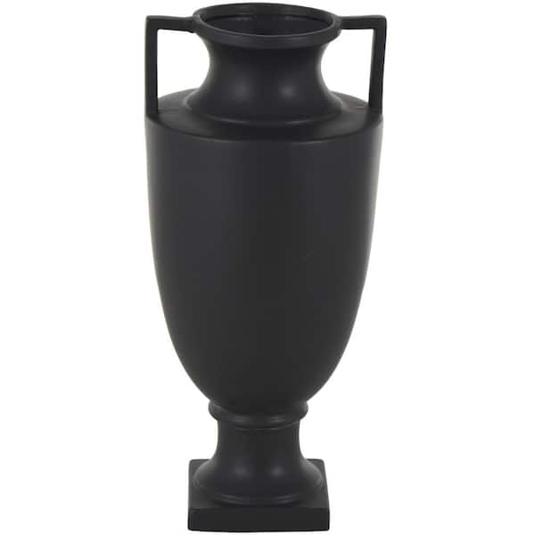 Litton Lane Black Sleek Amphora Ceramic Decorative Vase