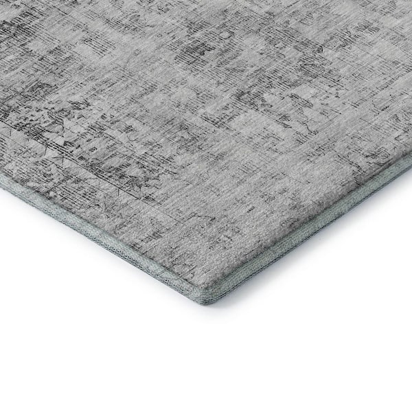 Mayfield Premium Machine Washable Abstract AMF1229 Charcoal 8 ft. x 10 ft. Area Rug