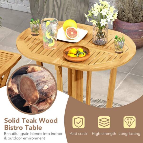 Kadehome 41.5 in. H Outdoor Folding Bar Table Oval Wood Bistro