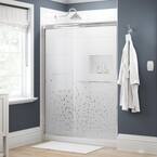 Simplicity 60 in. x 70 in. Semi-Frameless Traditional Sliding Shower Door in Chrome with Mozaic Glass