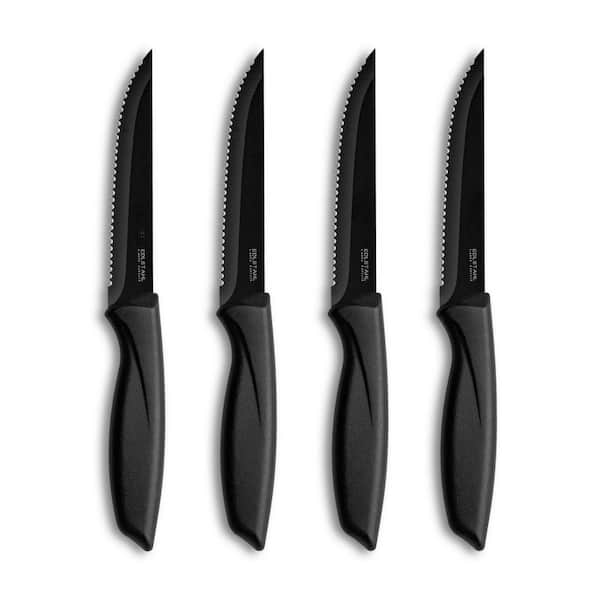 8.78 Stainless Steel Partial Tang Serrated Edge Steak Knife Set with Ergonomic Food-Grade PP Handle, 4 Piece
