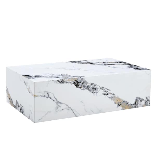 Sudzendf White MDF Rectangle Outdoor Side Table 1-Piece