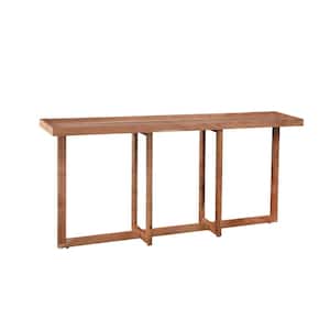Naples 72 in. Natural Acacia Rectangle Solid Wood Sofa Console Table with Tray Top