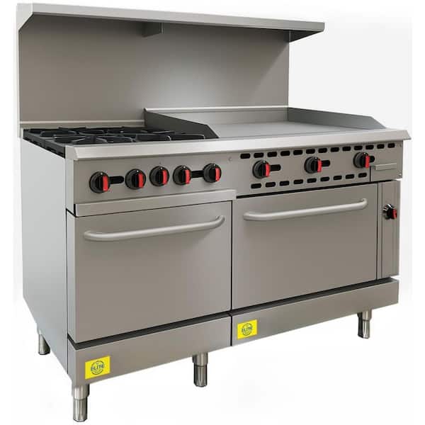 60 in. Commercial Multipurpose Propane gas oven range NSF ECDR4G36 Stainless Steel