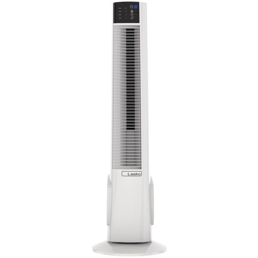 38" White Oscillating Tower Fan with Remote and Auto Shut-Off